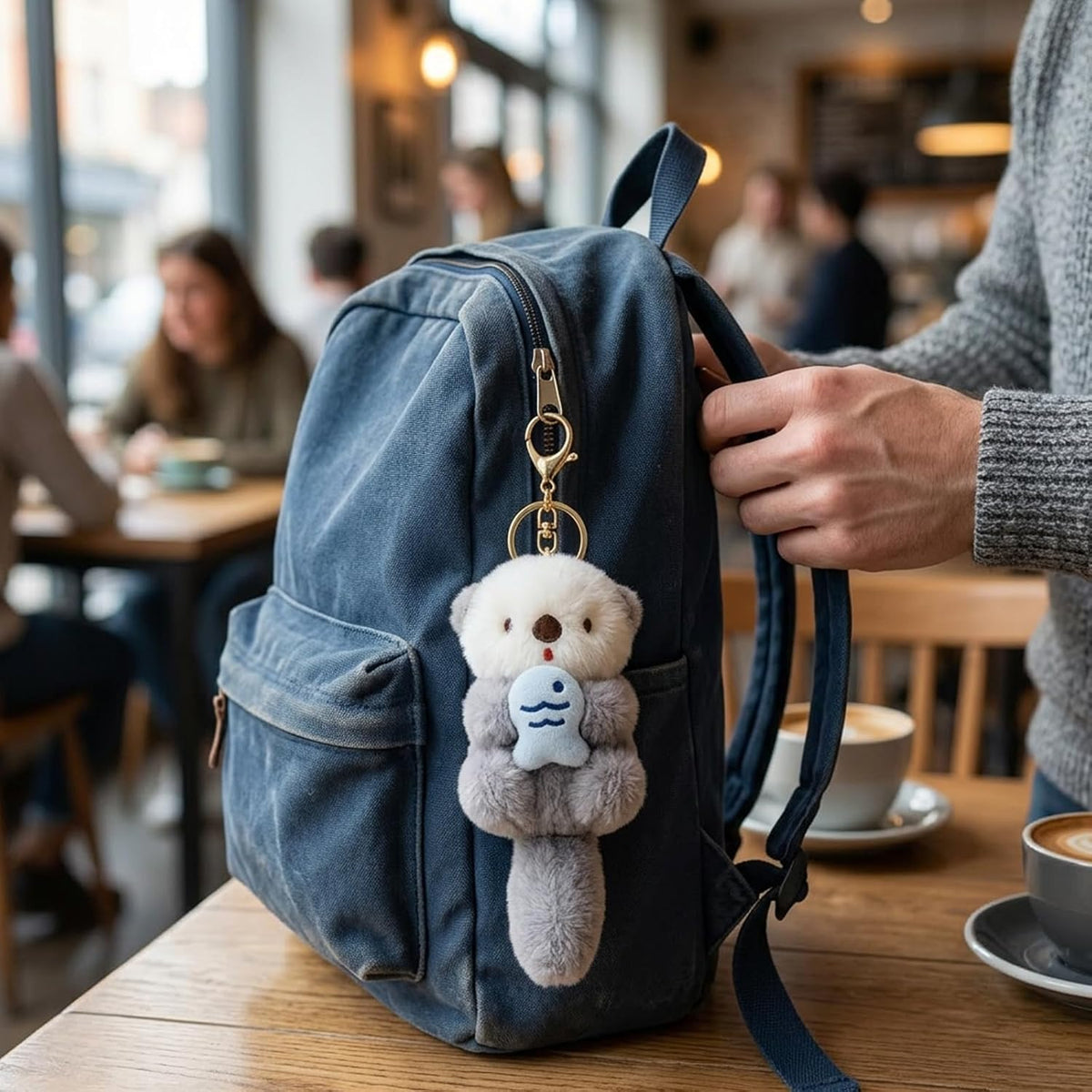3Pcs Otter Keychain, Cute Otter Keychain Plush, Soft PP Cotton Filling Stuffed Animal Keychain for Handbags, Backpacks, Car Key Decor