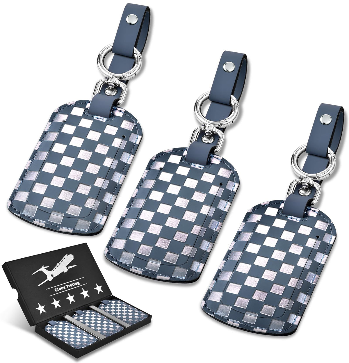 Luggage Tags for Suitcases Travel Accessories: Leather Luggage Tag 3 Pack TSA Approved Airplane Travel Essentials for Women, Bag Tags for Luggage Long Flight Must Haves Travels Gift Airport Essentials