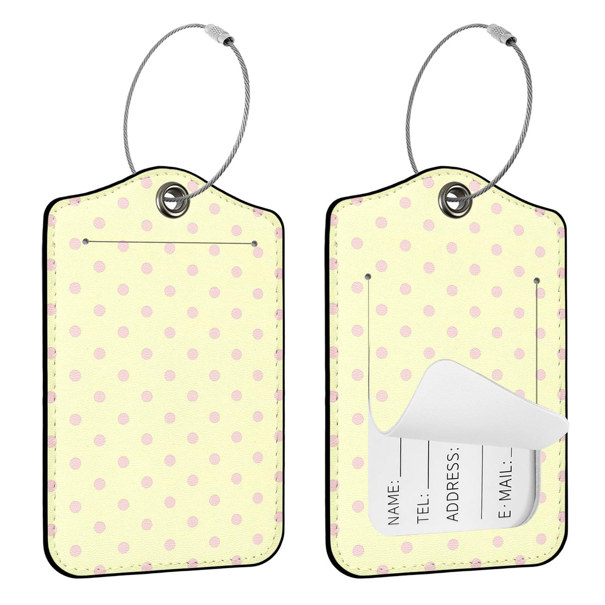 Seorsok 2 PCS Luggage Travel Tags for Suitcases,Cute Pink Leopard PU Leather Name Tag with Privacy Cover&ID Label Address Card and Durable Metal Ring Suitable for Men Women Handbags Backpack,Pink