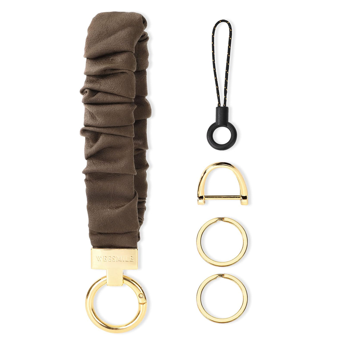 WEESMILE Scrunchie Keychain Wristlet for Car Key Chain with D Key Ring