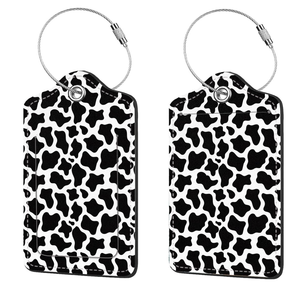 2 Pcs Luggage Tags for Suitcases, PU Leather Cruise Ship Luggage Tags with Privacy Cover Label Address Card and Durable Metal Ring Suitable for Men Women Handbags Backpacks,Flower Bushes and Cats
