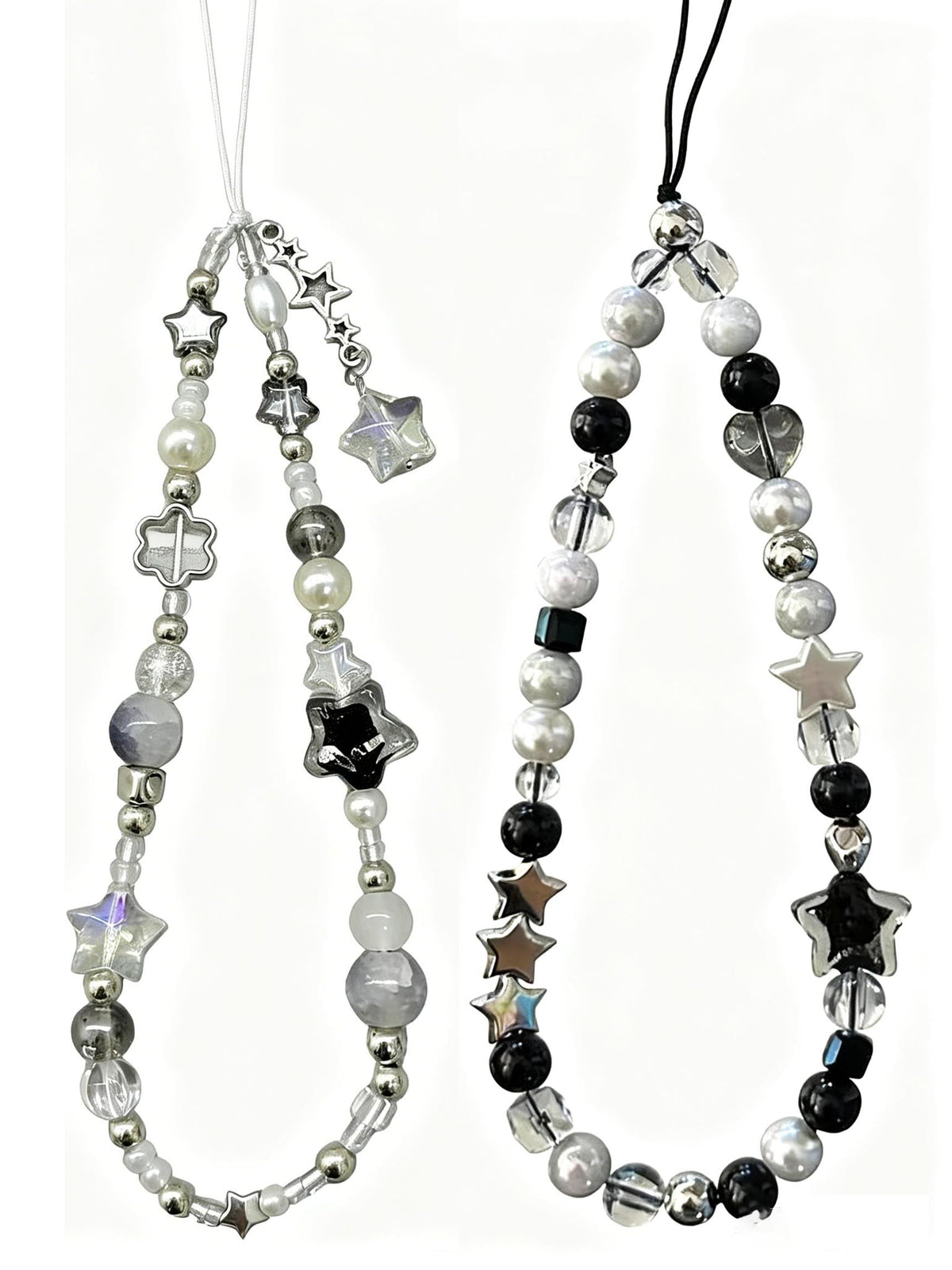 2 Pcs Phone Charm Strap Universal Hand Phone Wrist Strap Camera Lanyard Pearl Beaded Cute Chain String Accessories Universal for iPhone 16 Pro Max Samsung Women Girls Phones Bag Keychain Beach Style