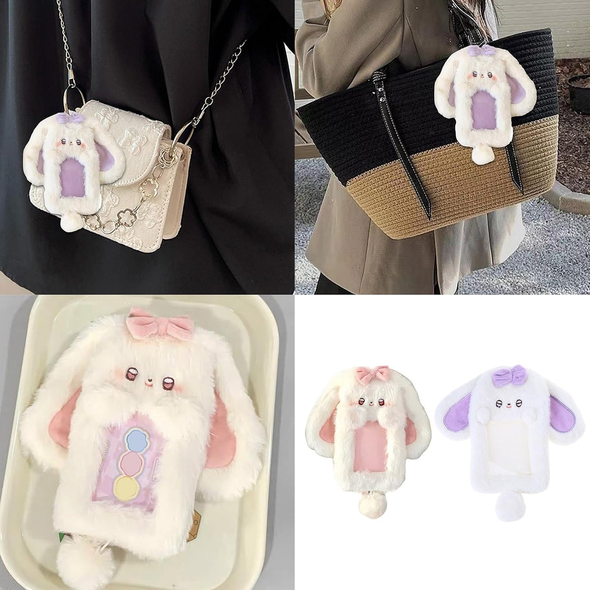 Plush Photocard Holder Bus Card Protector Lovely Cartoon Rabbits Photo Sleeve Credit Card Holder For Woman Girl Cartoon Rabbi