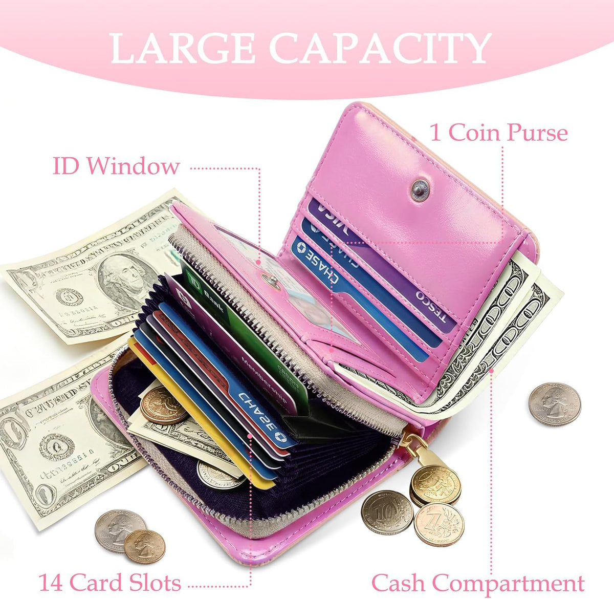 Credit Card Holder Wallet for Women, Christian Wallet For Women, Christian Gifts Aesthetic Princess Card Holder Purse, Birthday Christmas Graduation Gifts For Women, Princess Purse