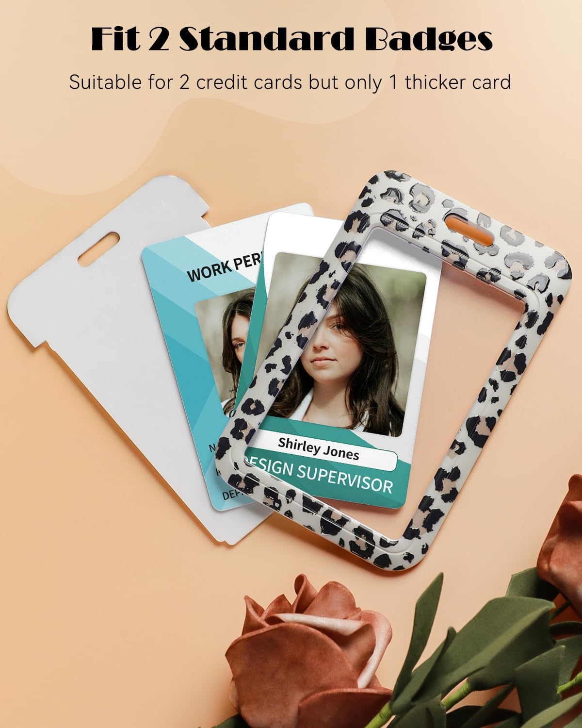 Uniclife Fashionable Sliding Badge Holder Leopard Print with Reel