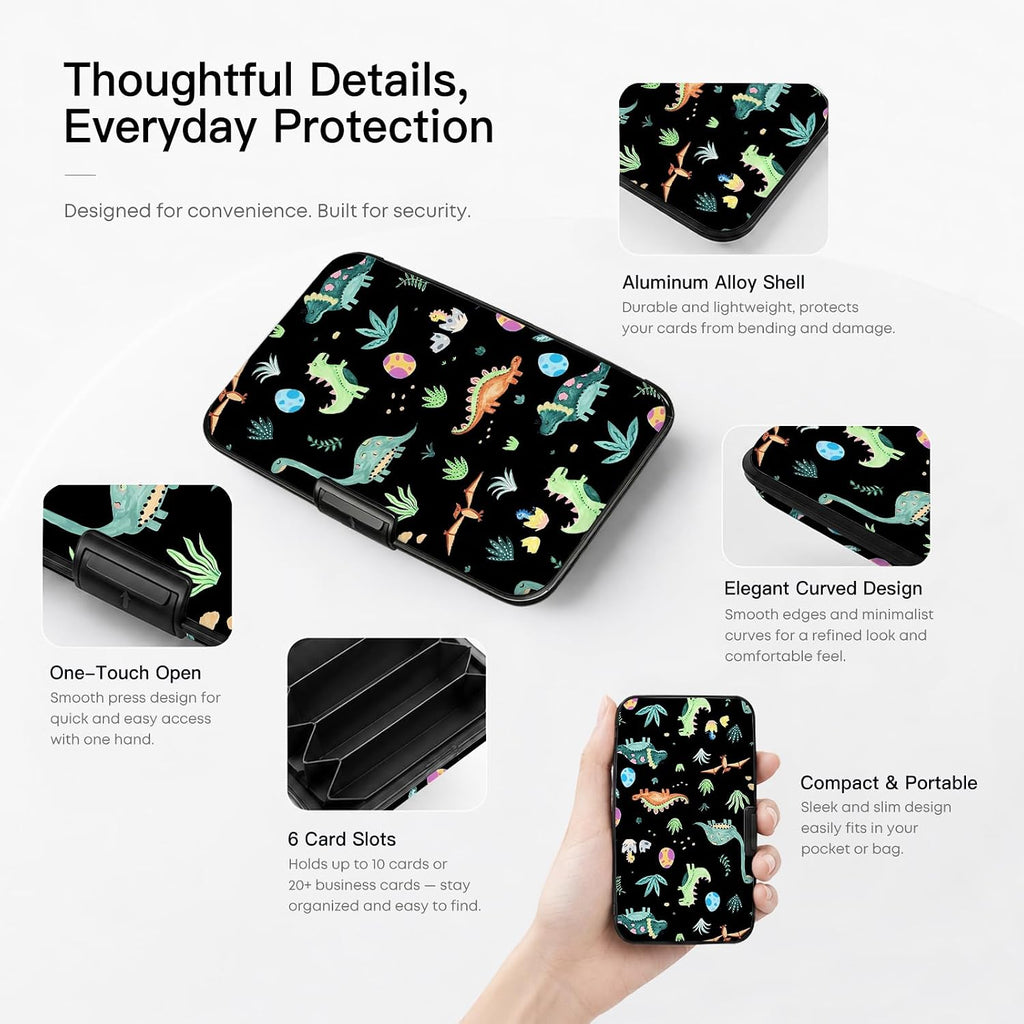 Credit Card Holder RFID Aluminum card case Dinosaurs mini Wallet Women Men
