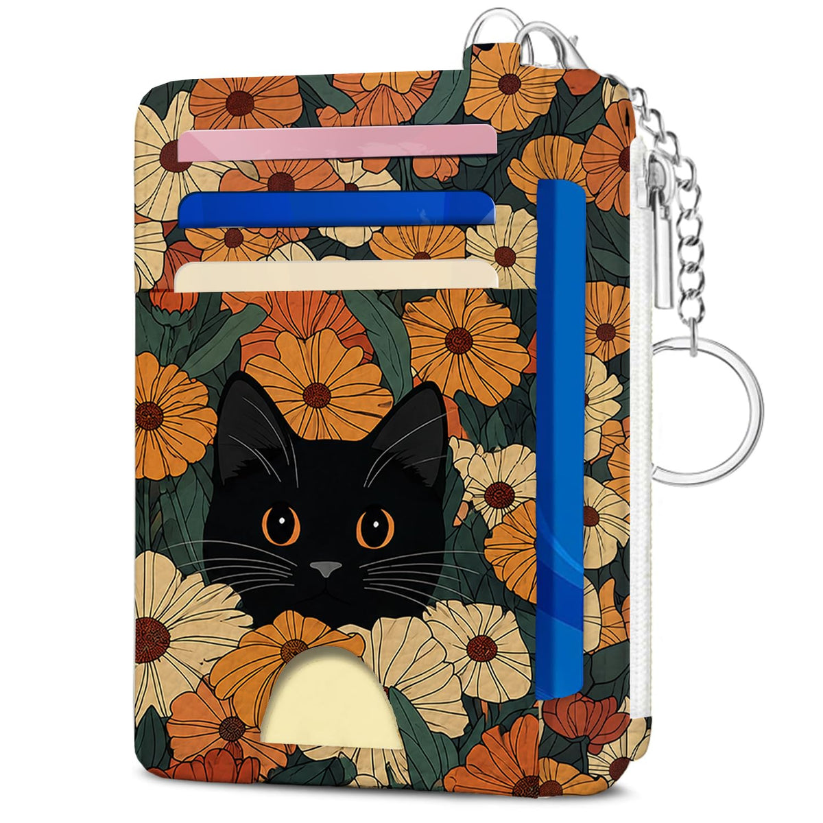 Book Lover Gift for Readers, Cute Reading Theme Card Holder Wallet, Literary Slim Credit Card Case with ID Window, Cartoon RFID Blocking Pocket Wallet Gift for Book Fans with Coin Zipper Keychain
