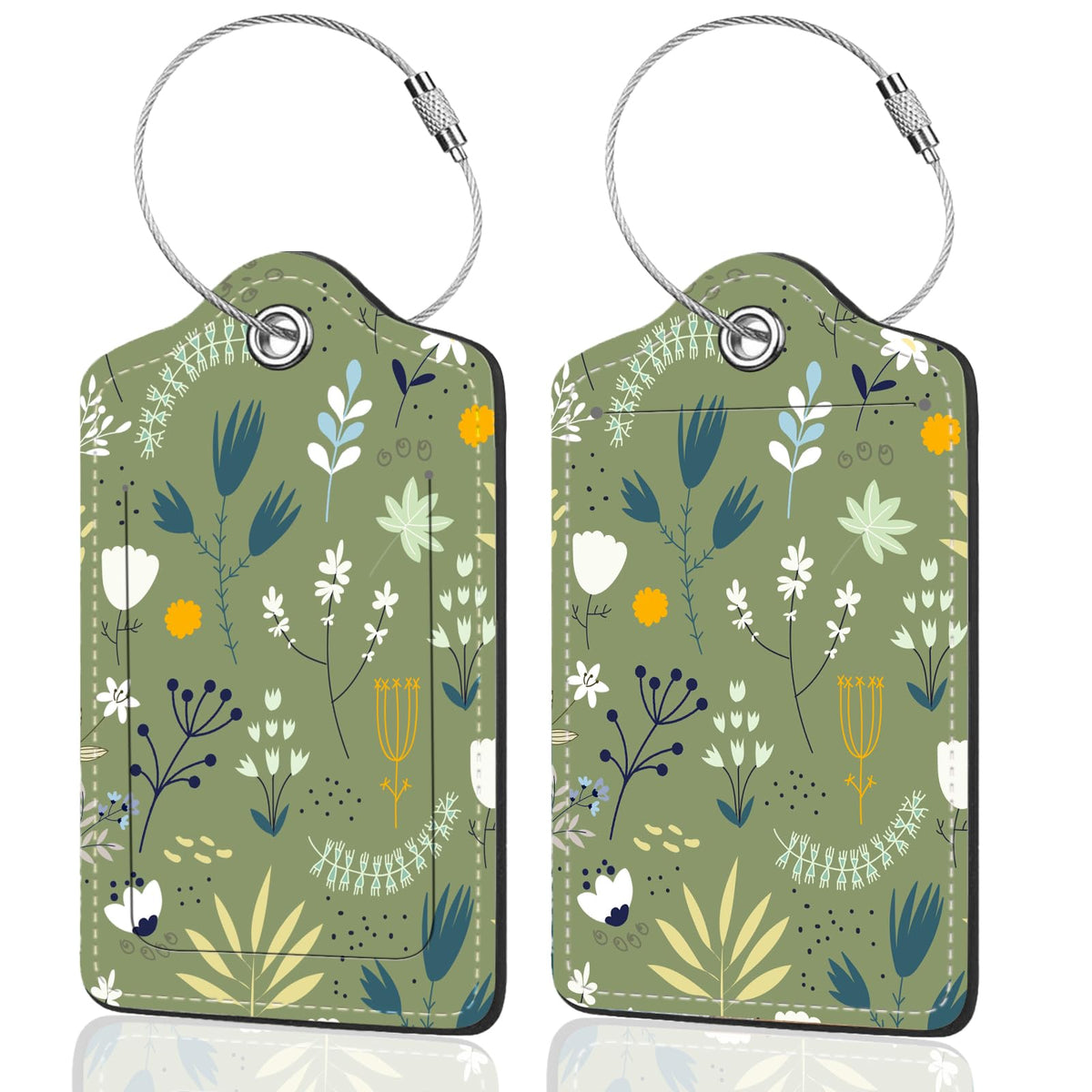 2Pack Luggage Tags for Suitcases, Cute Unique Pu Leather Cruise Luggage Tag with Privacy Cover ID Label Address Card and Metal Ring Suitable for Women Men Kids Travel Bag Inspirational Language