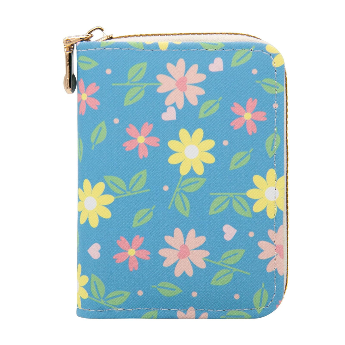 LJCZKA Credit Card Holder for Women Girls Small Card Case Short Flower Cute Accordion Organizer Coin Purse with Zipper