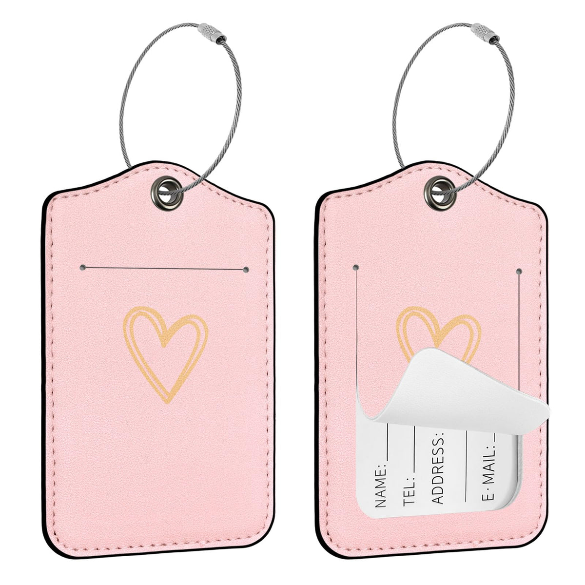 Seorsok 2Pcs Luggage Travel Tags for Suitcases,Cute Color Grids Checkered PU Leather Name Tag with Privacy Cover&ID Label Address Card and Durable Metal Ring Suitable for Men Women Handbags Backpack