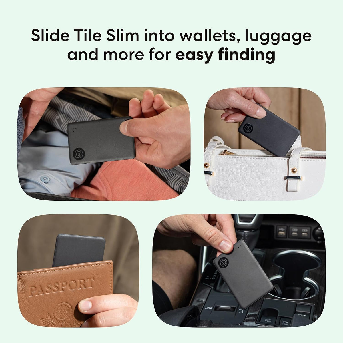 Life360 Tile Slim - Wallet Finder, Bluetooth Tracker and Item Locator for Luggage Tags, Passports and More. Both iOS and Android Compatible. Phone Finder. 1-Pack (Black)