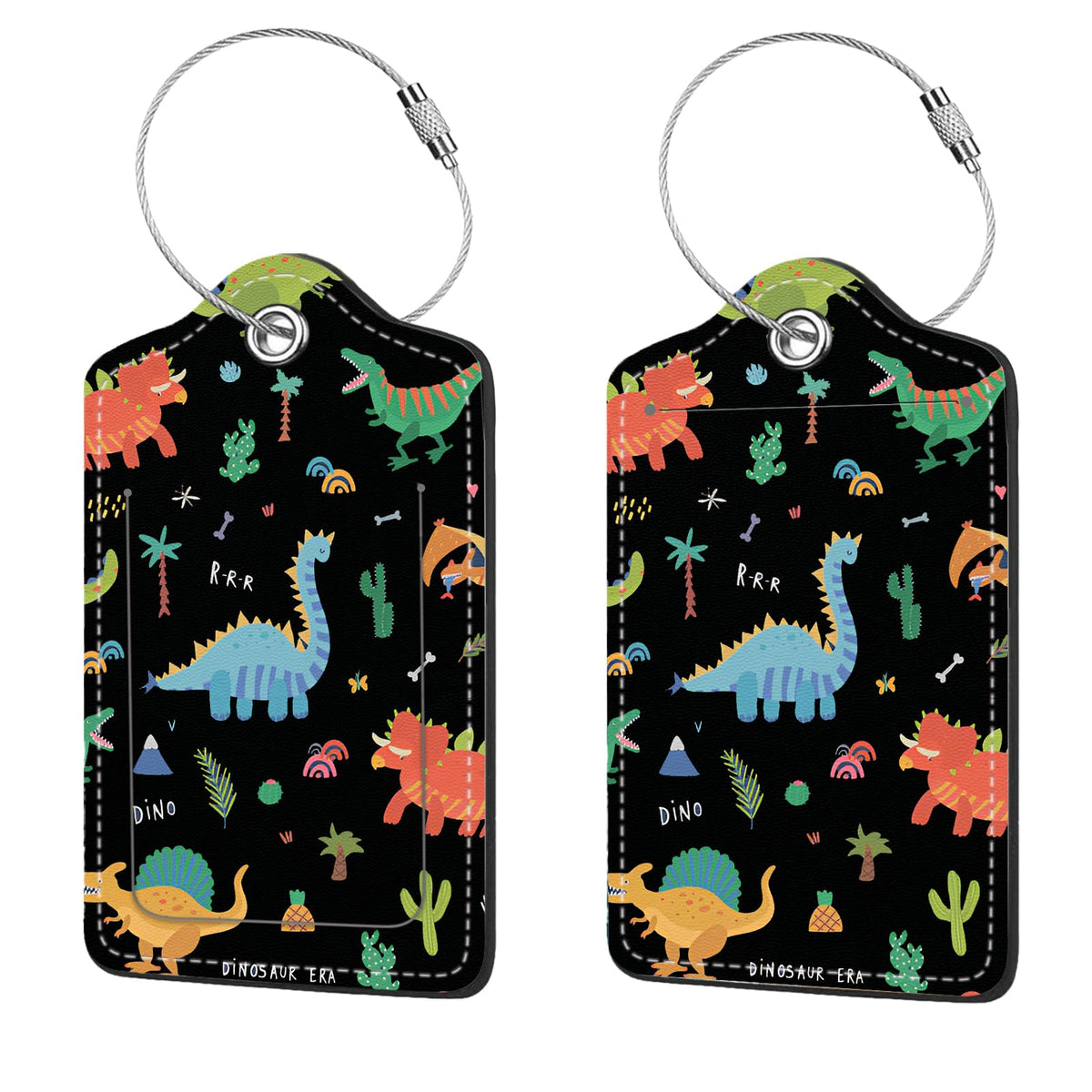 2 Pcs Luggage Tags for Suitcase, Cute Unique PU Leather Travel Bag Tag with Privacy Cover ID Label Address Card and Durable Metal Ring Suitable for Men Women Children Backpack,Flamingos