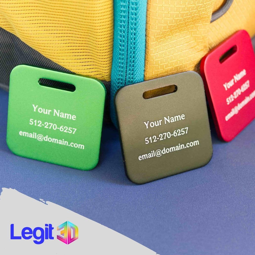 Custom Metal Luggage Tags (3 or 6 Pack) - Personalized Unique Suitcase & Backpack Travel, Durable, Waterproof & Heavy Duty (Orange)