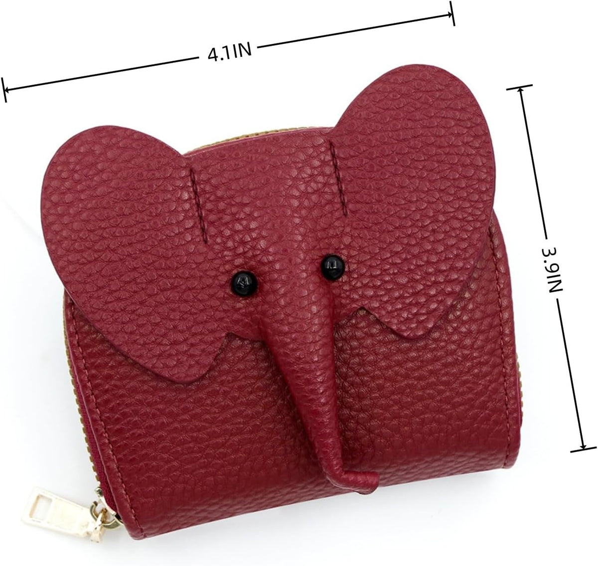 Wallet Card Holder, RFID Blocking Purse,Cute Elephant Small Minimalist Leather Credit for Women, Girls, Ladies (Red)