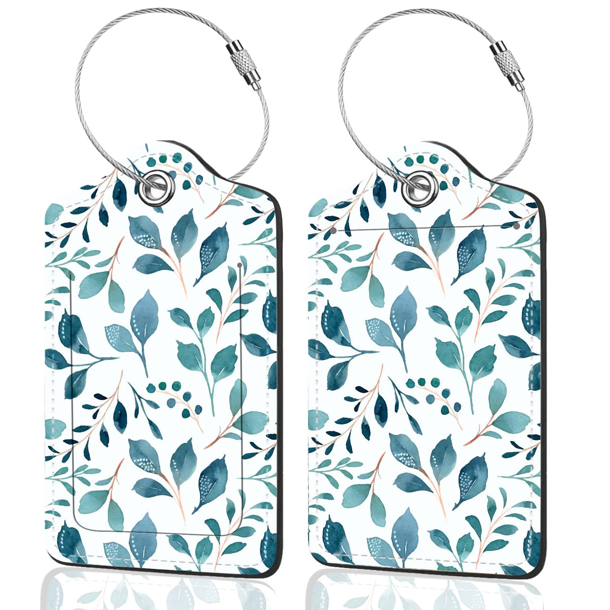 2Pack Luggage Tags for Suitcases, Cute Unique Pu Leather Cruise Luggage Tag with Privacy Cover ID Label Address Card and Metal Ring Suitable for Women Men Kids Travel Bag Inspirational Language