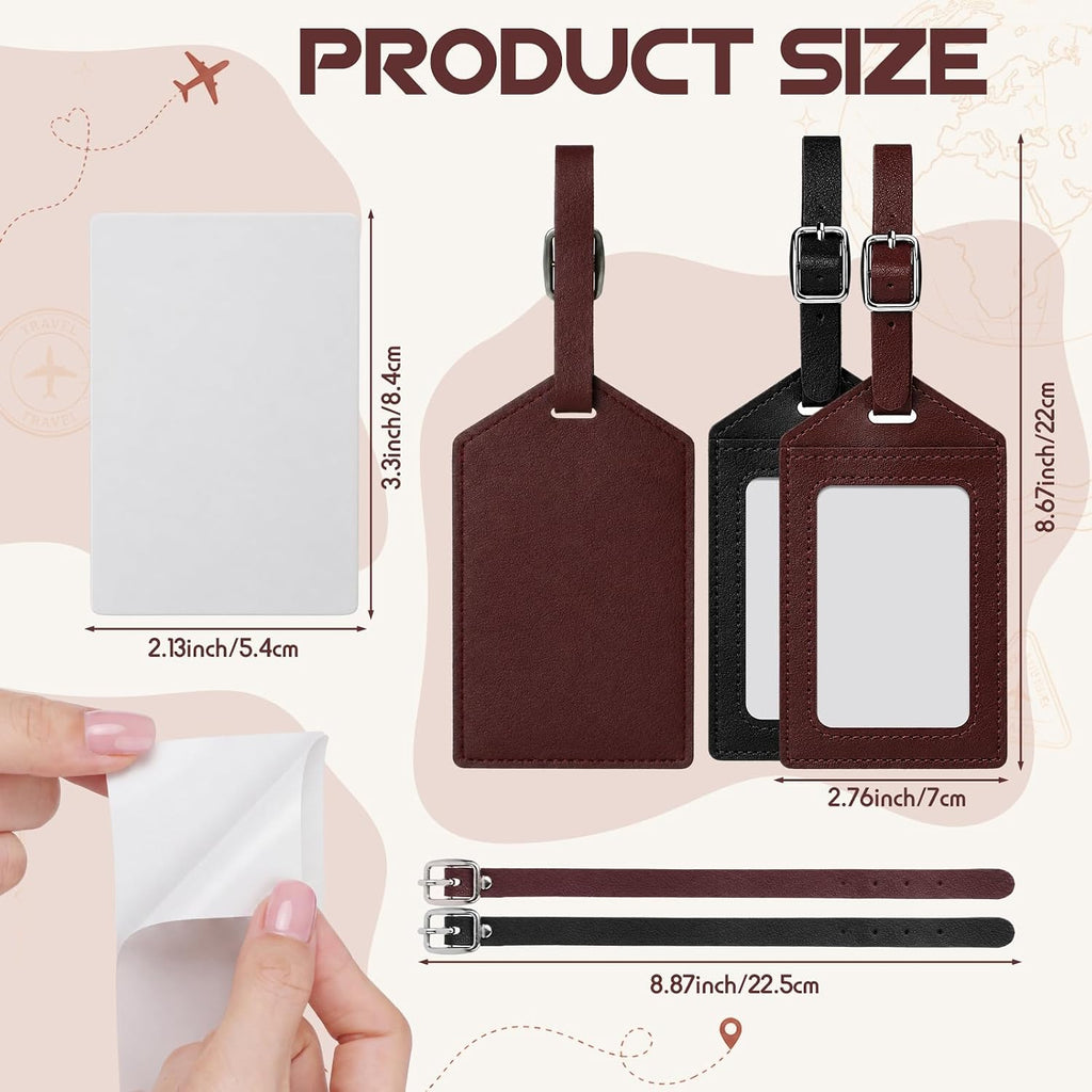 Sabary 2 Pcs Self Finishing Needlepoint Luggage Tags Leather DIY Travel Tag