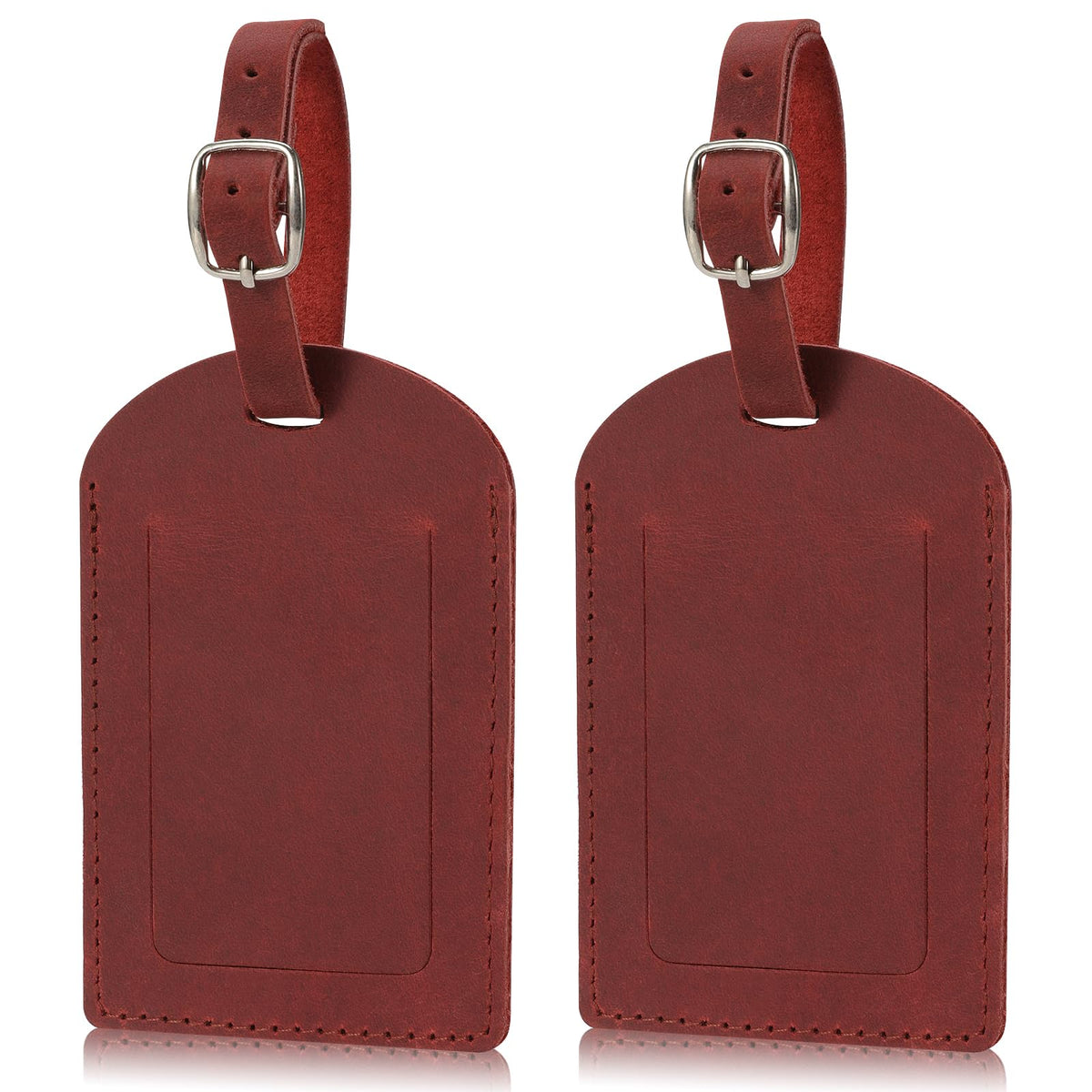 Ringsun Genuine Leather Luggage Tag for Suitcases ID Tags Bag Tags for Luggage (2 Pack)