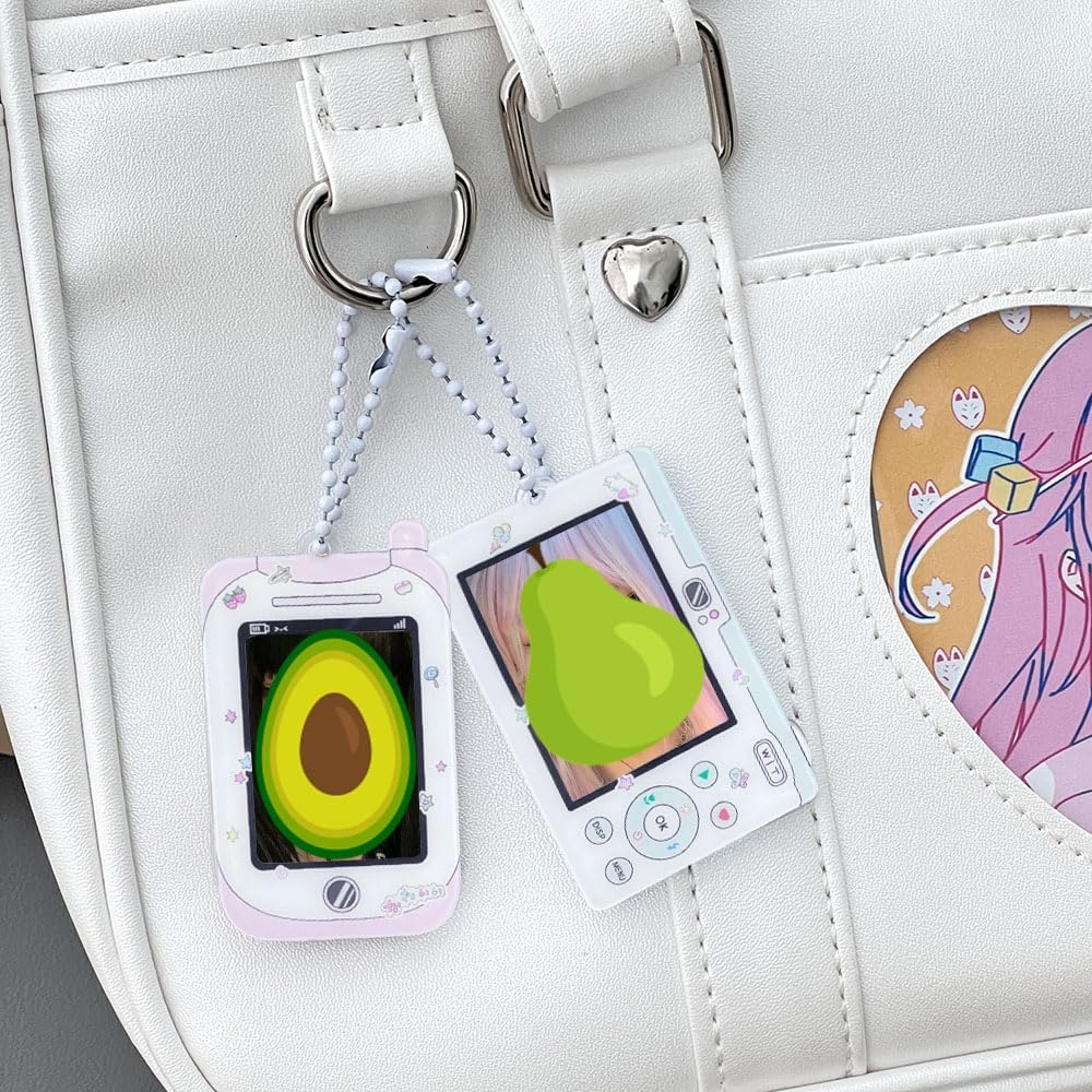 4pcs Photo Card Holder Badge Holders,3 Inch Photocards Holder Id Card Holder Photocard Keychain Protective Sleeves,Cute Photocard Holder Keychain Cartoon Decorative Pendant with Spiral Wrist Coil