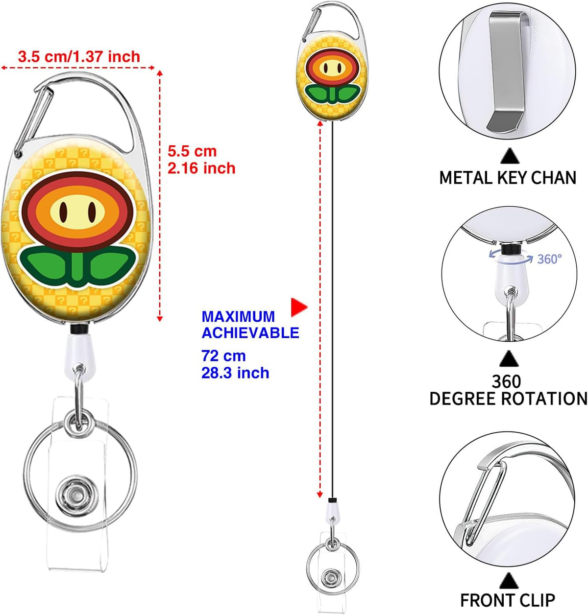 Pounchi Cute Cartoon Retractable Badge Reels (2 Pack) with Badge Holder