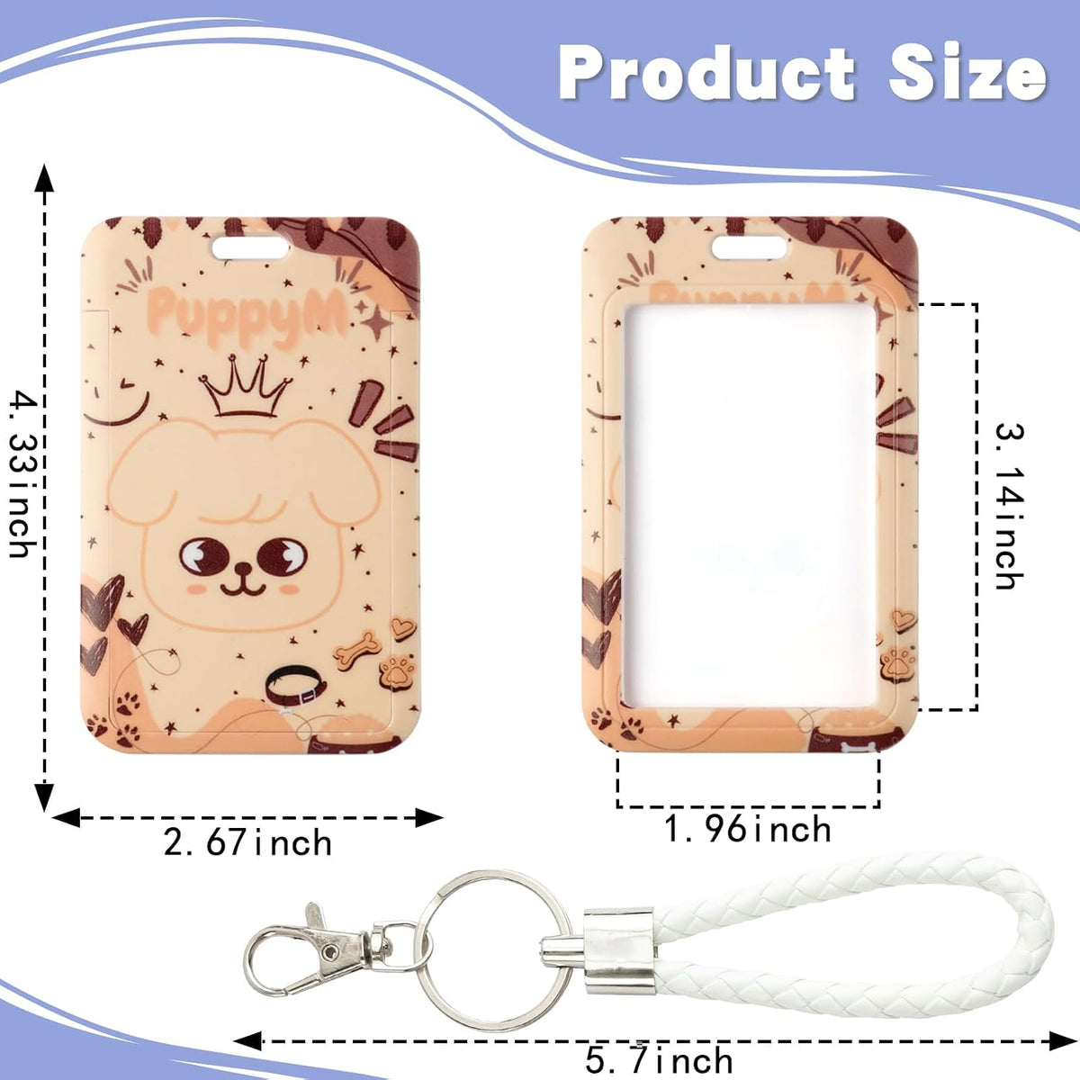 SK-Z Cartoon Photocard Holder with Lanyard, Cute Animal Themed Photocard Holder Keychain Hard Shell Protective Photo Sleeves