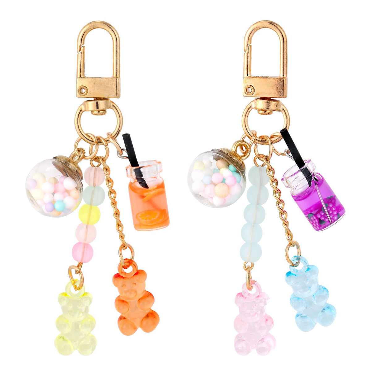 Mikovivi 2pcs Cute Bear Keychain, Resin Macarons Bear Charms Key Chain