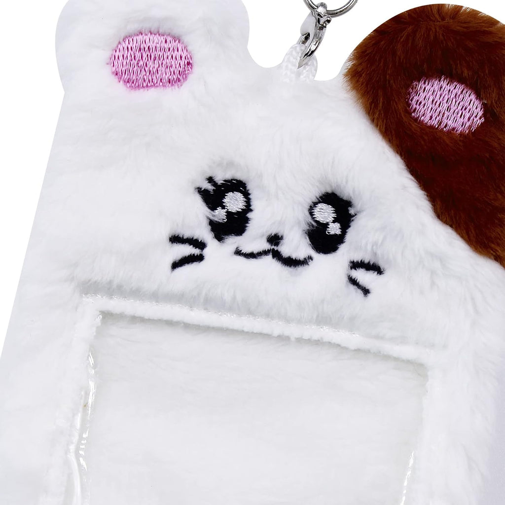 JUMISEE Cute Plush Kpop Photocard Holder with Keychain, Cartoon Bear Photo Sleeve ID Bank Credit Card Holder Protector