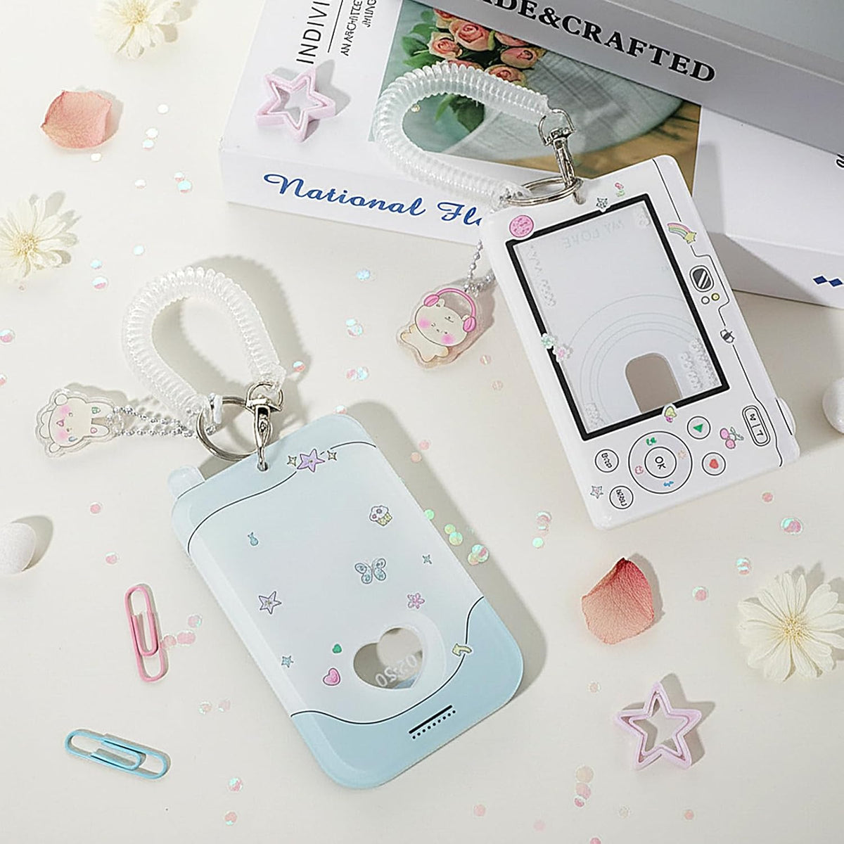 Mabor 2Pcs Cartoon Photo Card Holder, Photocard Holder Keychain
