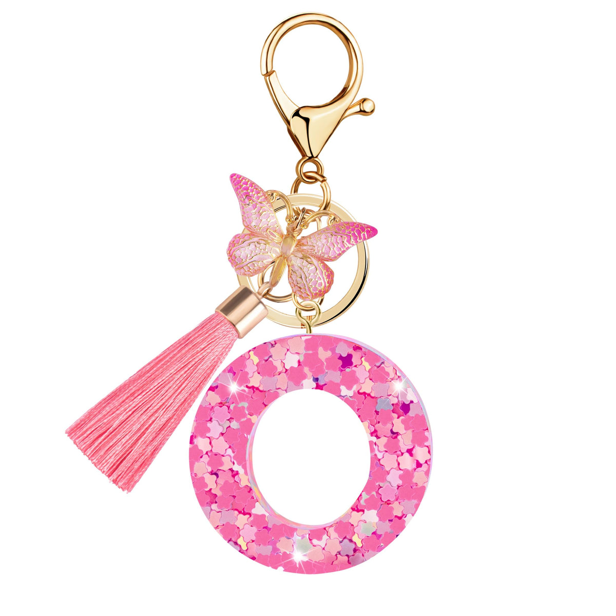 Initial letter Keychains for Women Girls Tassel Butterfly Cute Keychain for Wallet Backpack charm
