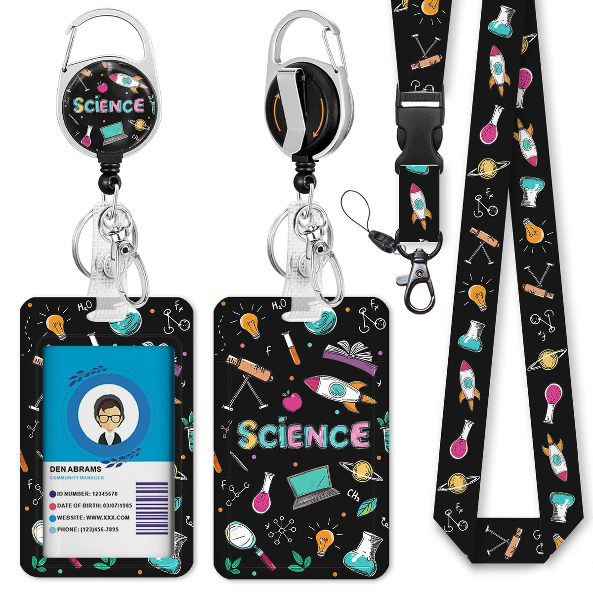 Gctriki Ocean Lanyards for ID Badges, Badge Holder Retractable Reel Clip