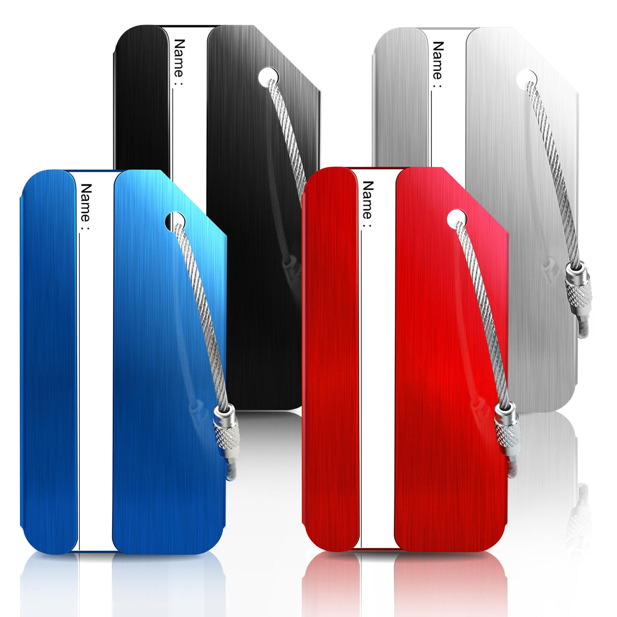 Wonwood_direct Aluminum Luggage Tag for Suitcase, 6 Pack Metal Luggage Tag