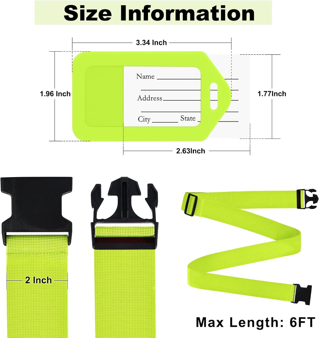 Gostwo 8 Pack Luggage Straps and Tags Set - 4 Straps, 4 Tags, Suitcase Belt