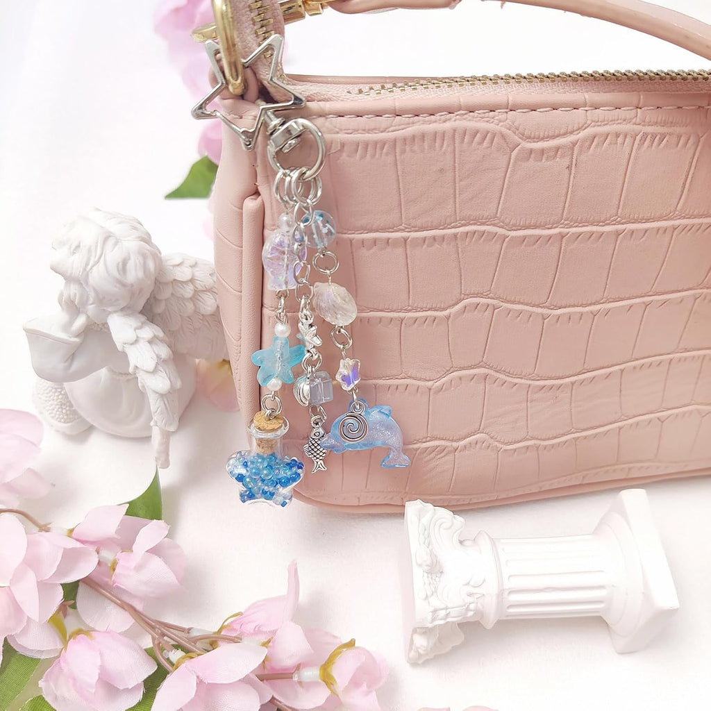 cioatu Y2K Aesthetic Keychains for Women Cute Flowers Star Cake Jellyfish Keychins Charms Kawaii Bag Purse Decor
