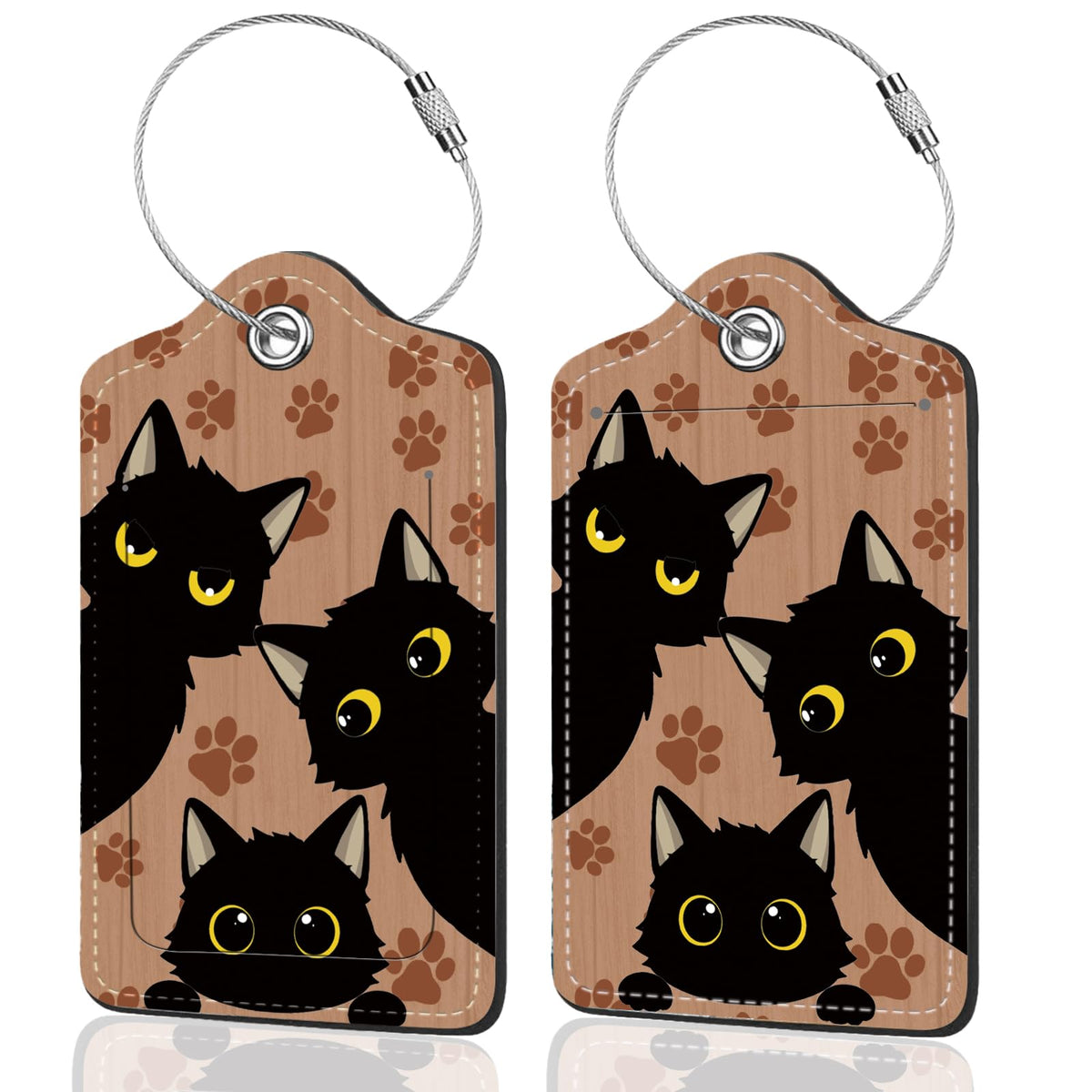 2Pack Luggage Tags for Suitcases, Cute Unique Pu Leather Cruise Luggage Tag with Privacy Cover ID Label Address Card and Metal Ring Suitable for Women Men Kids Travel Bag Linear Flower