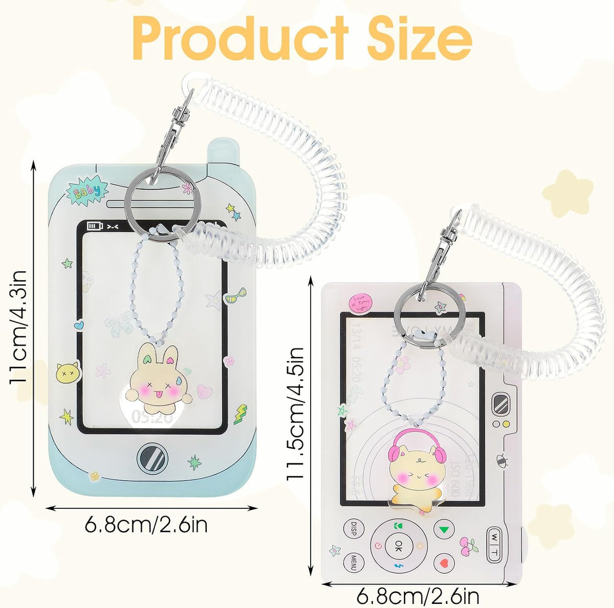 Mabor 2Pcs Cartoon Photo Card Holder, Photocard Holder Keychain