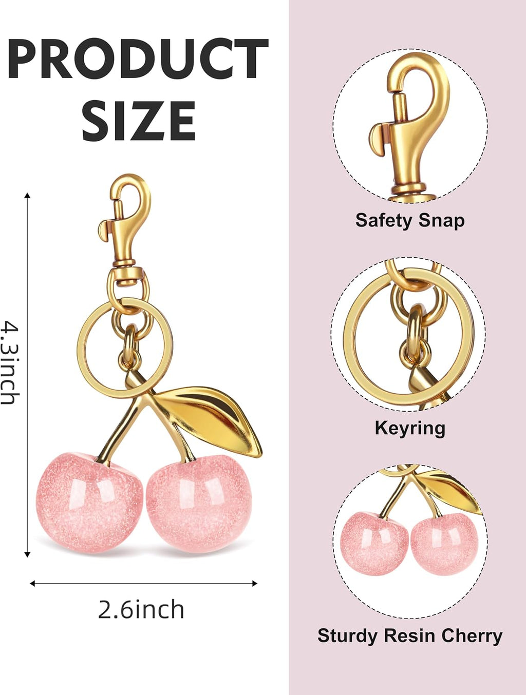 OVRUNS Cherry Bag Charm Cute Accessories Sparkling Purse Charms for Women