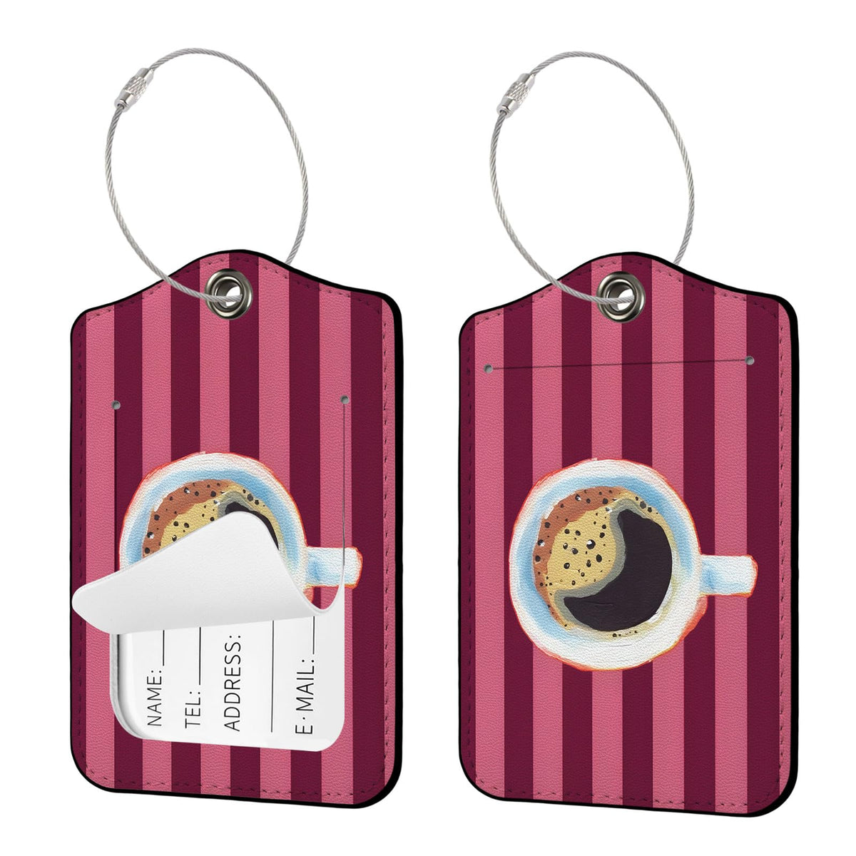 Seorsok 2Pcs Luggage Travel Tags for Suitcases,Cute Color Grids Checkered PU Leather Name Tag with Privacy Cover&ID Label Address Card and Durable Metal Ring Suitable for Men Women Handbags Backpack