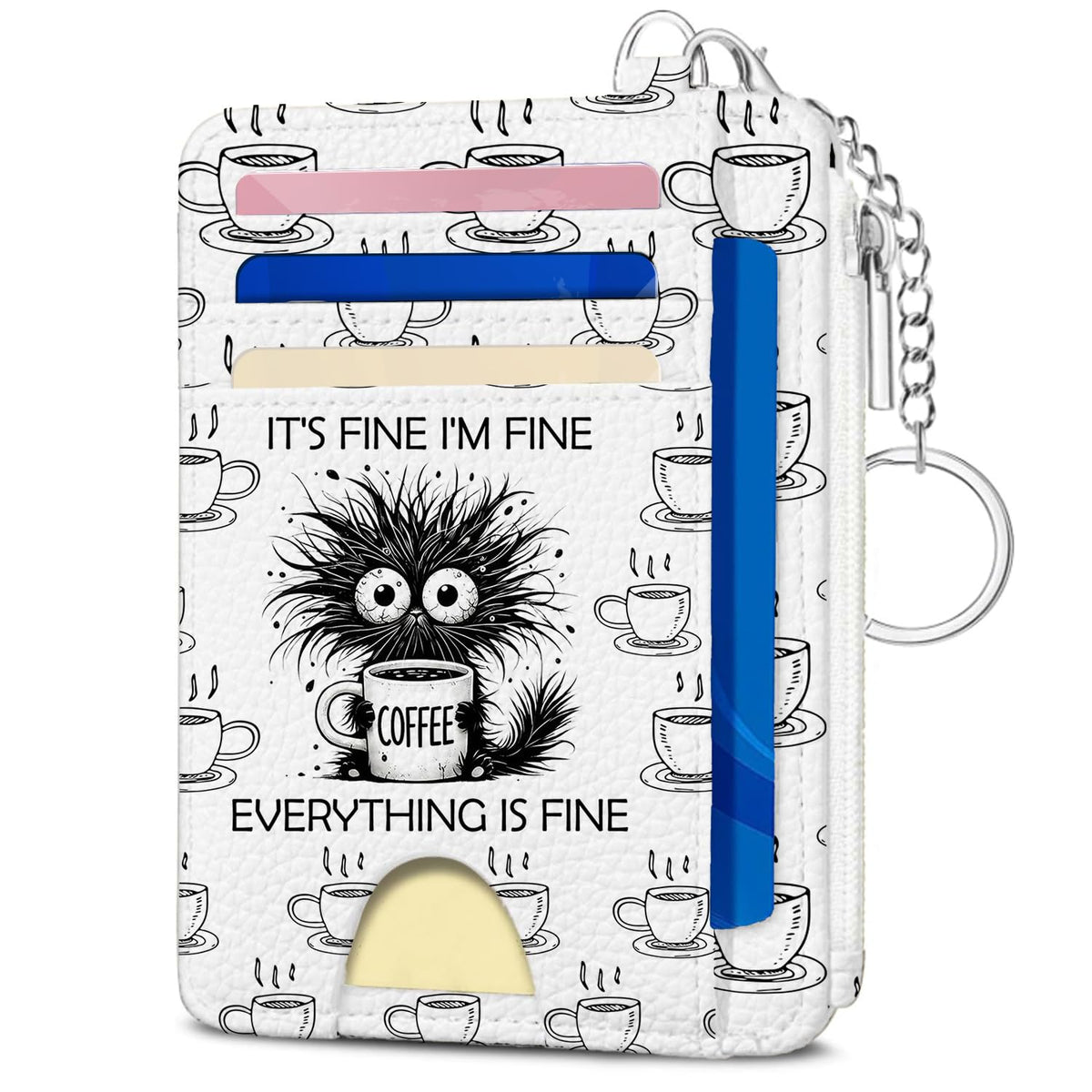 Book Lover Gift for Readers, Cute Reading Theme Card Holder Wallet, Literary Slim Credit Card Case with ID Window, Cartoon RFID Blocking Pocket Wallet Gift for Book Fans with Coin Zipper Keychain