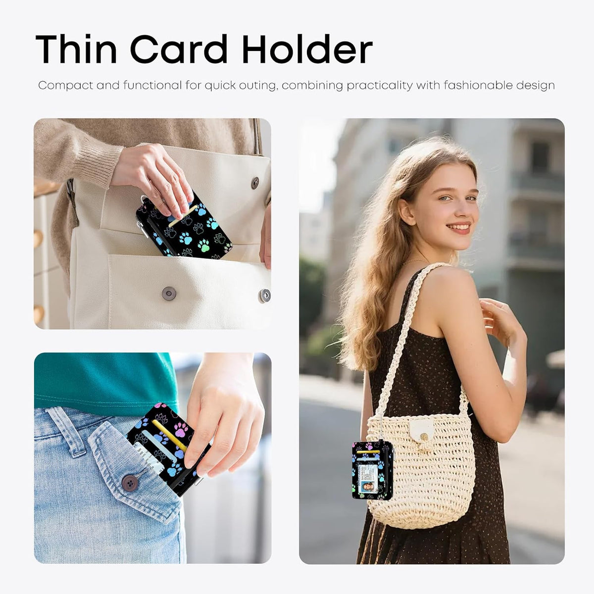 Footprints Credit Card Holder Small Wallet for Women