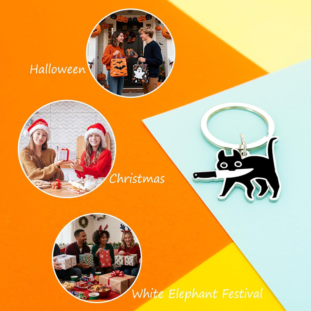 Cute Cat Keychain Halloween Christmas Stocking Stuffers for Women Adults Teens Boys Girls Cat Lover Gift Ideas