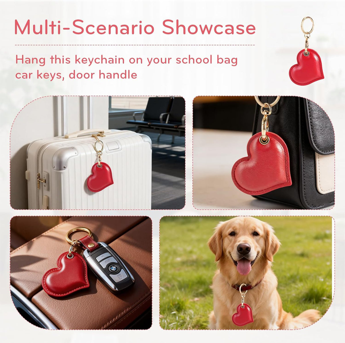 BORKUANA PU Leather Keychain Holder Protective Case Compatible with AirTag