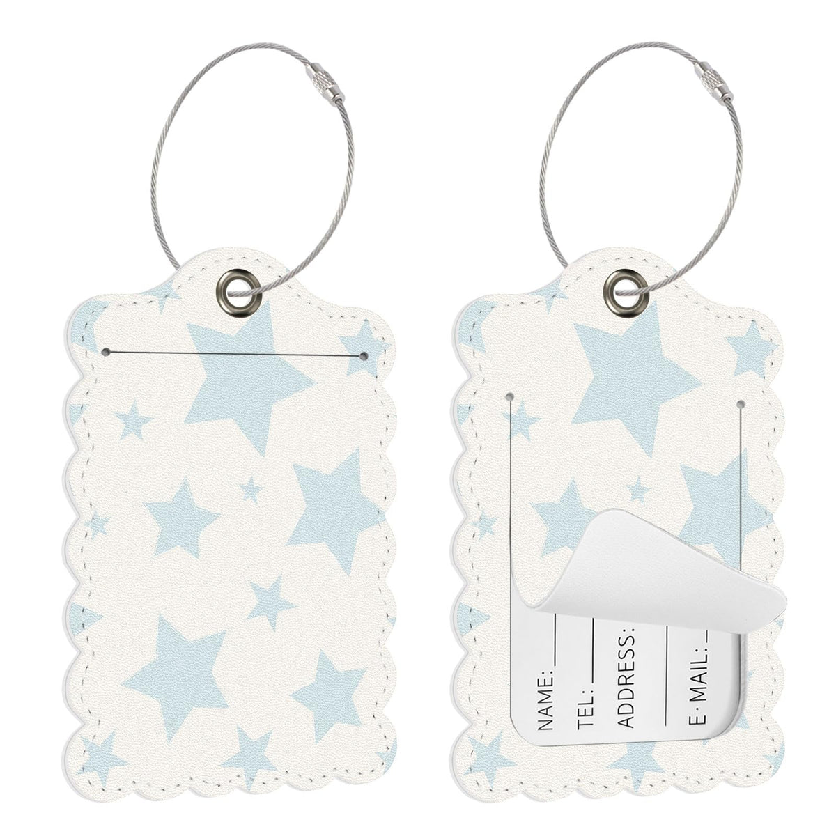 Seorsok 2 PCS Luggage Travel Tags for Suitcases,Cute Brown Leopard PU Leather Name Tag with Privacy Cover&ID Label Address Card and Durable Metal Ring Suitable for Men Women Handbags Backpack,Brown