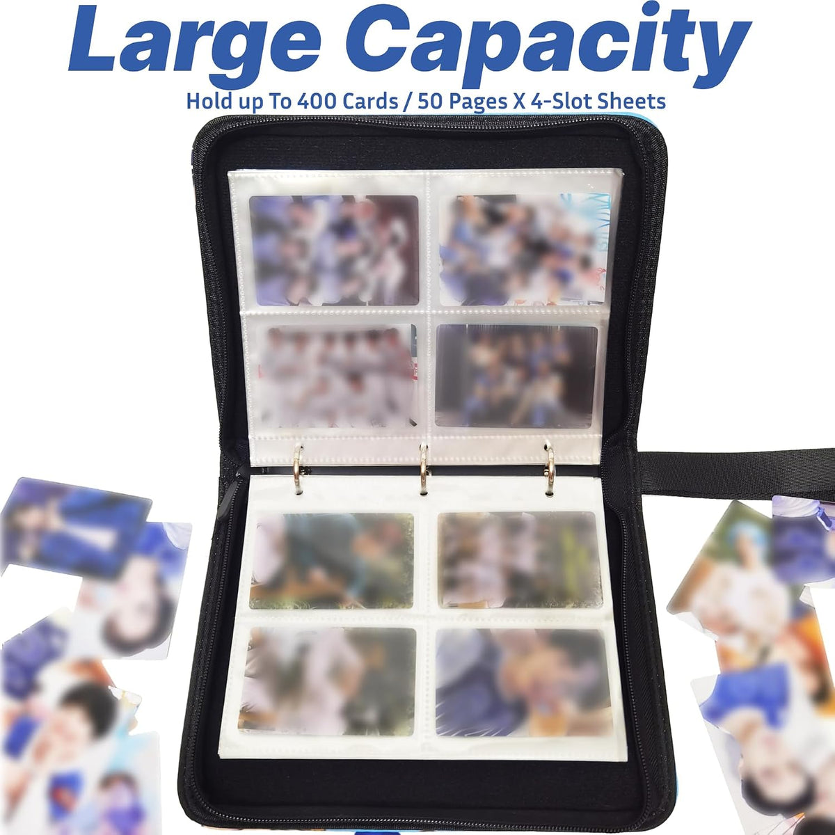 Cute Trading Photocard Binder, STAY Photo Album Cartoon Card Holder Book Storage 400 Cards with Sleeves for Lomo Cards Gift - Boys & Girls, idol Photo Protect (Blue)