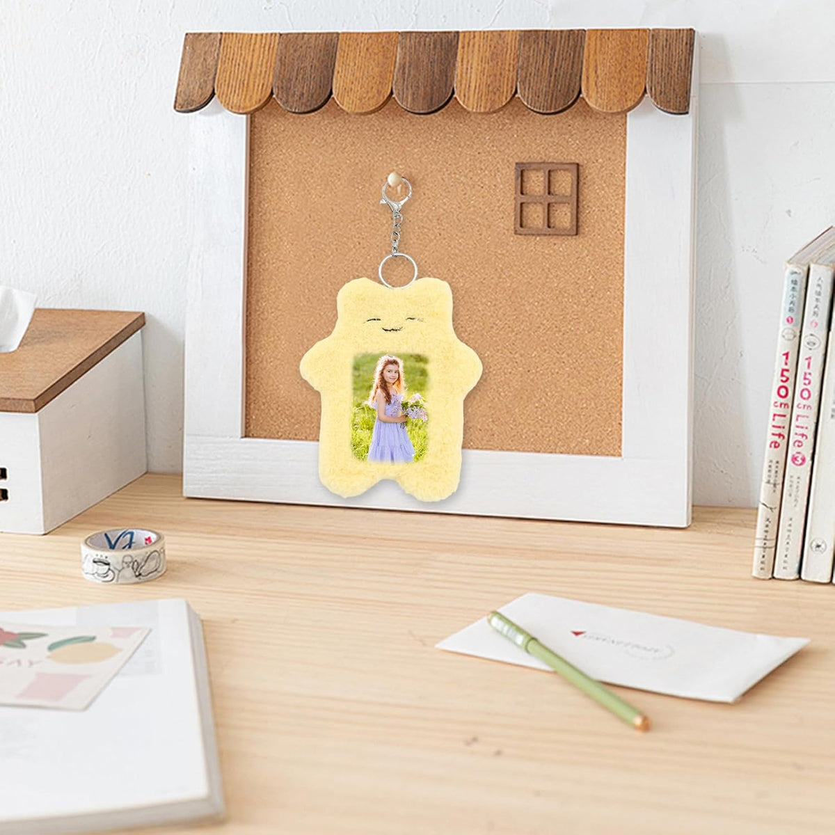 3 PCS Kpop Card Holder Keychain, Cartoon Plush Photocard Holder with Keychain Pendant, Cute Animal Shape, Outdoor Girl Korean Style ID Card Cover Protective Office Supplies