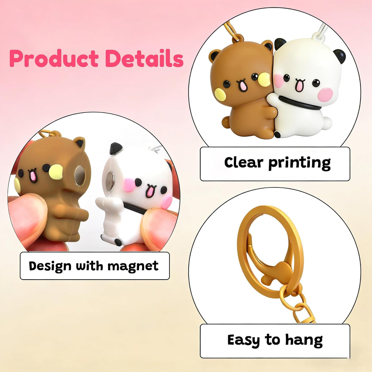 YOKUSHI 2 Pcs Cute Keychains Magnetic Matching Couples Stuff Key Chains for Women Boyfriend Girlfriend Valentine's Day Gifts