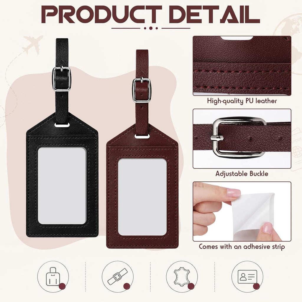 Sabary 2 Pcs Self Finishing Needlepoint Luggage Tags Leather DIY Travel Tag