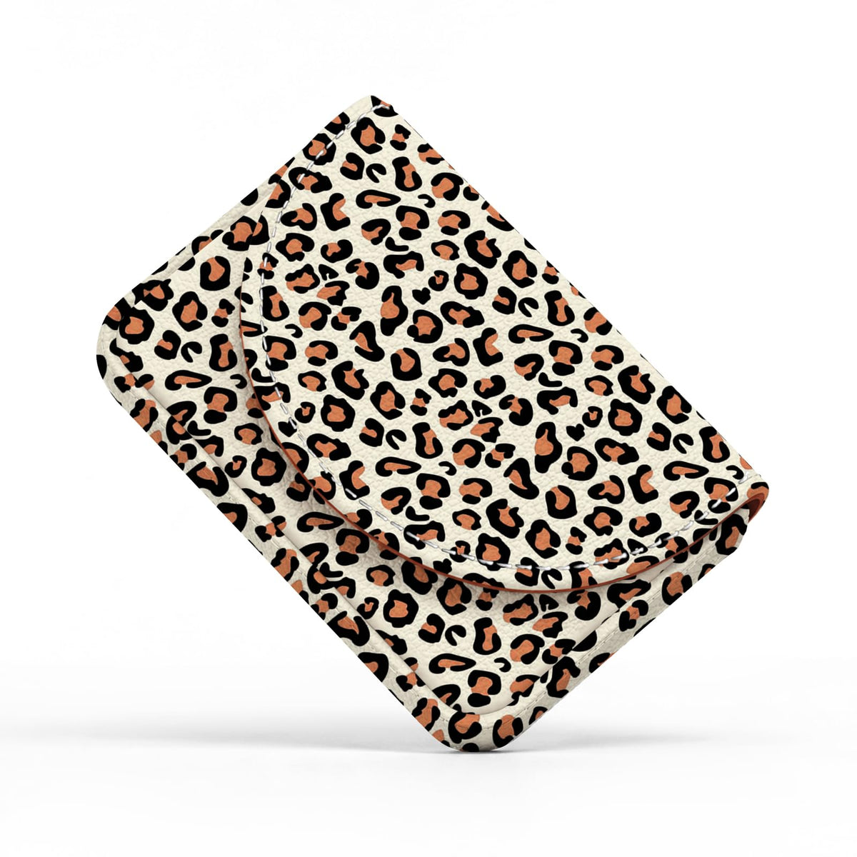 Business Card Holder，PU Leather Business Card Case Wallet Black Cat Floral