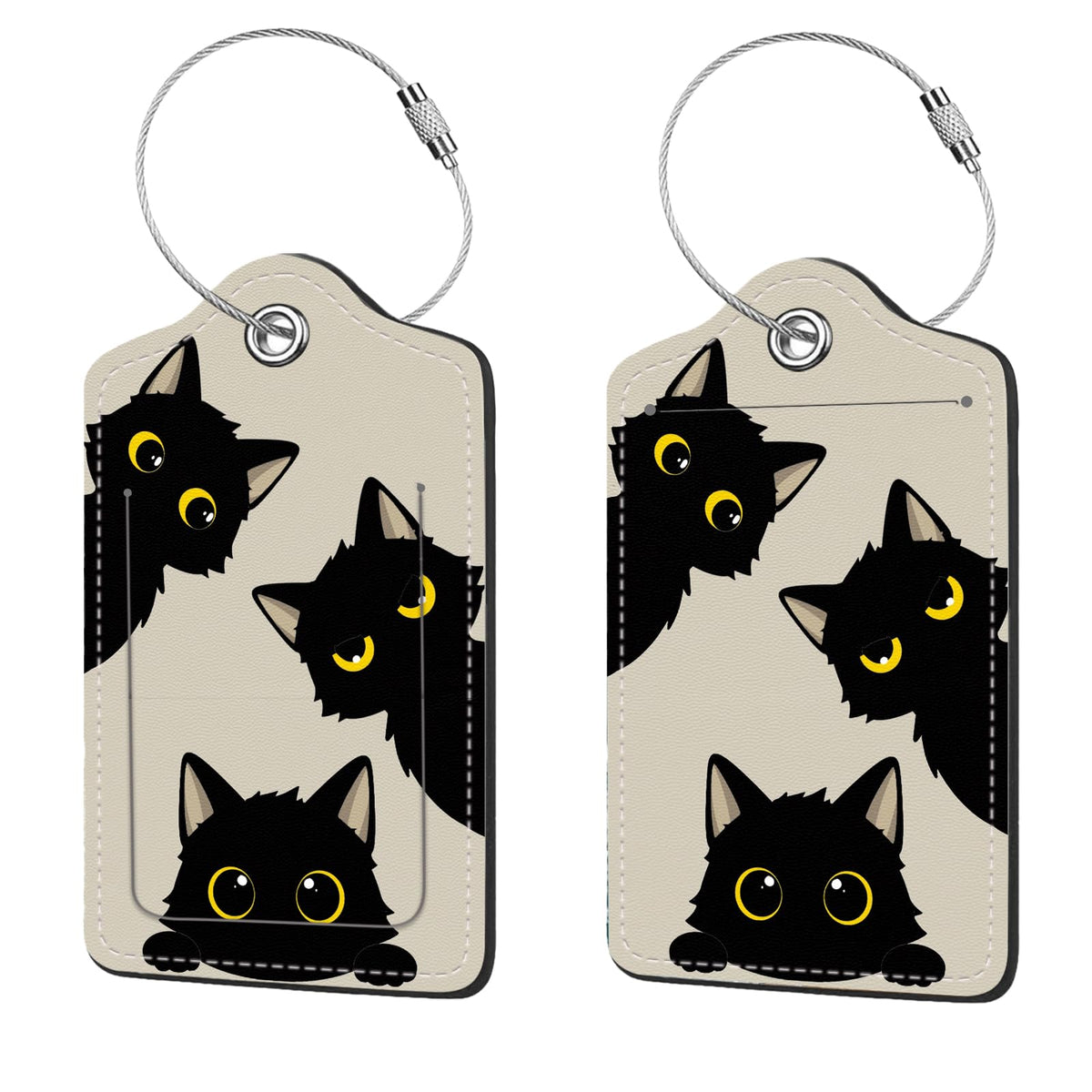 2 Pcs Luggage Tags for Suitcase, Cute Unique PU Leather Travel Bag Tag with Privacy Cover ID Label Address Card and Durable Metal Ring Suitable for Men Women Children Backpack,Flamingos