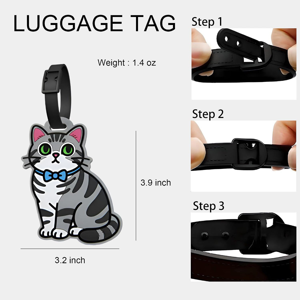 Luggage Tags for Suitcases, British Shorthair Cat Carry-On Silicone ID Tag