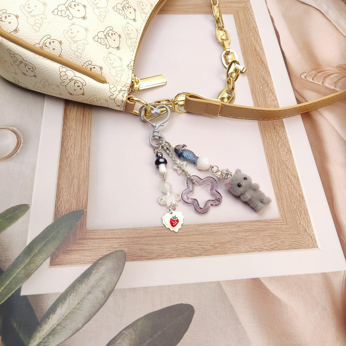 Cute Pink Fuzzy Cat Aesthetic Y2K Stylish Keychains