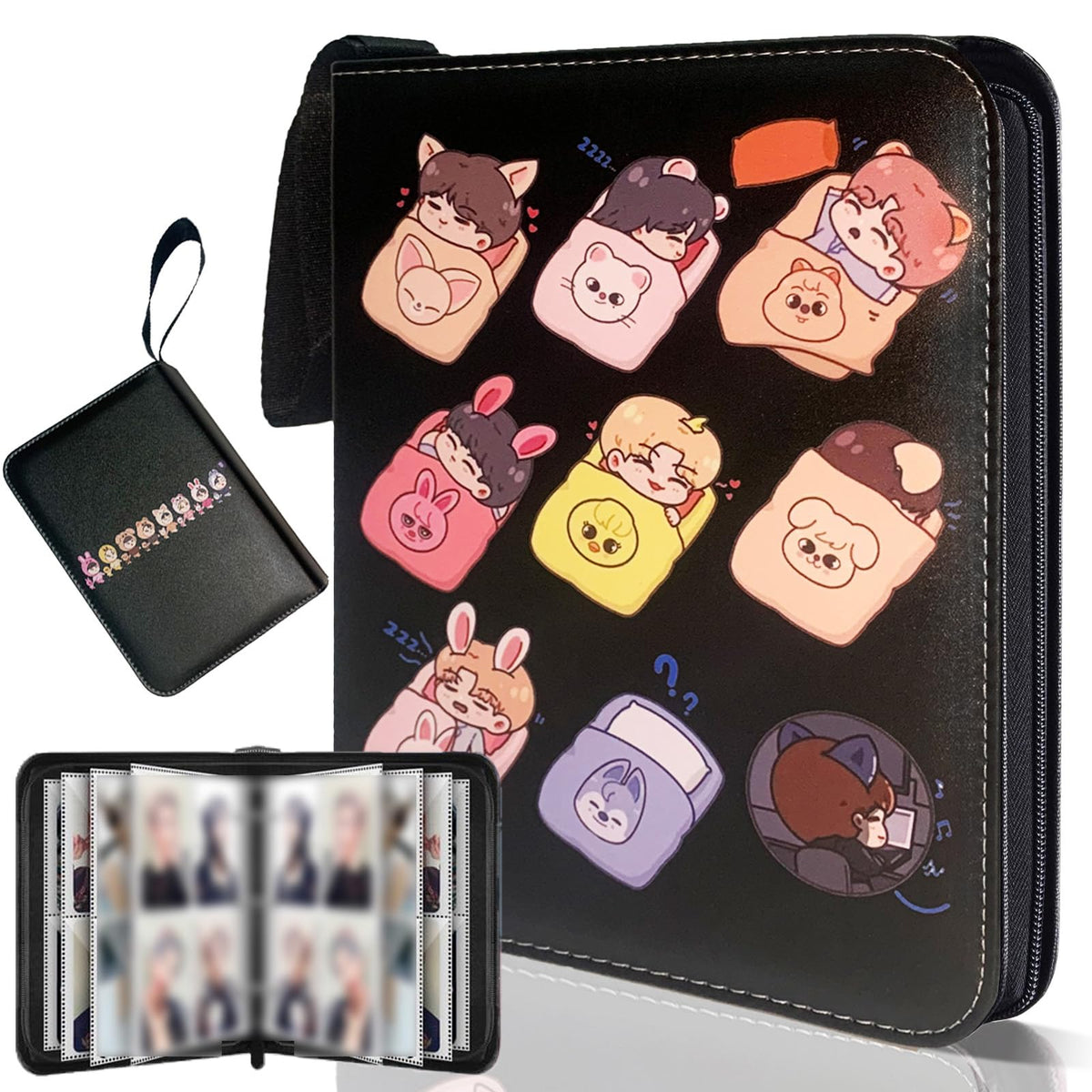 Cute Trading Photocard Binder, STAY Photo Album Cartoon Card Holder Book Storage 900 Cards with Sleeves for Lomo Cards Gift - Boys & Girls, idol Photo Protect (Beige)